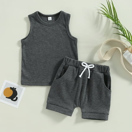 Lamuusaa Infant Boys Girls Summer Clothes Outfits Solid Color Crew Neck Sleeveless Tank Tops T-Shirts and Elastic Waist Shorts 2Pcs Suit
Lamuusaa Infant Boys Girls Summer Clothes Outfits Solid Color Crew Neck Sleeveless Tank Tops T-Shirts and Elastic Waist Shorts 2Pcs Suit
