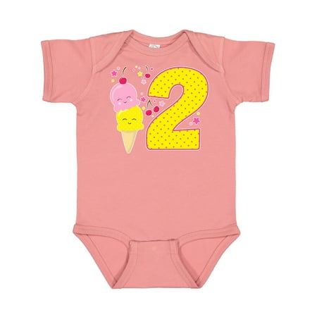 Inktastic Ice Cream second birthday pink Gift Baby Boy or Baby Girl Bodysuit