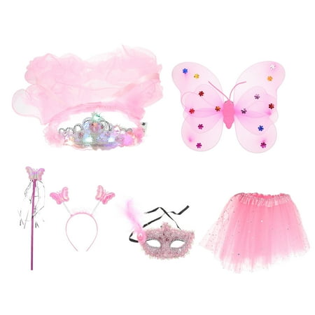 1 Set of Butterflies Costume Set Wing Kids Fairy Stick Set Skirt Accessories