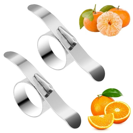 

ODOMY 2pcs Creative Orange Peeler Stainless Steel Finger Ring Fruit Peeler Easy Open Household Citrus Fruit Skin Remover Slicer Kitchen Gadgets for Lemon and Shaddock