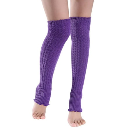 Women s Fashion Leg Warmers Winter Warm Soft Ruffles Leg Warmers for Eighty s Party Sports Shopping Purple