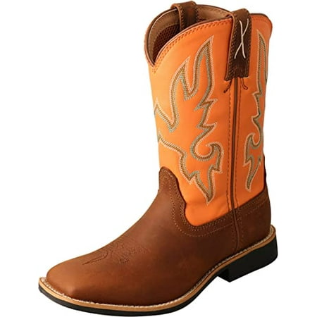 Twisted X Kids Top Hand Boot Western Style Boots for Children Tan & Orange 3 M