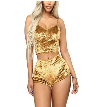 Women Plus Size Lingerie Set Slim Solid Color Velvet Sling Crop Top Short Elastic Band Pants Summer Sleepwear Set
Women Plus Size Lingerie Set Slim Solid Color Velvet Sling Crop Top Short Elastic Band Pants Summer Sleepwear Set