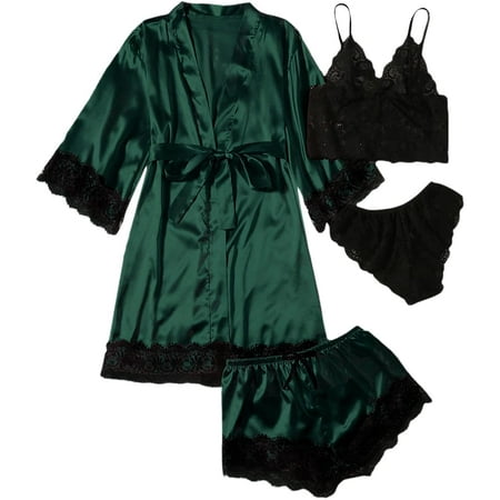 ZWUYIYHJ Women s Satin Pajama Set 4pcs Floral Lace Trim Cami Lingerie Sleepwear with Robe
ZWUYIYHJ Women s Satin Pajama Set 4pcs Floral Lace Trim Cami Lingerie Sleepwear with Robe