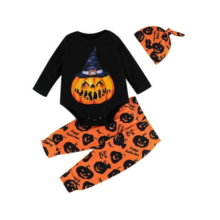 Calsunbaby 3Pcs Newborn Baby Boys Girls Clothes Sets Lettering Pumpkin Pattern Romper + Elastic Waist Pants + Hat Black 18-24 Months
Calsunbaby 3Pcs Newborn Baby Boys Girls Clothes Sets Lettering Pumpkin Pattern Romper + Elastic Waist Pants + Hat Black 18-24 Months