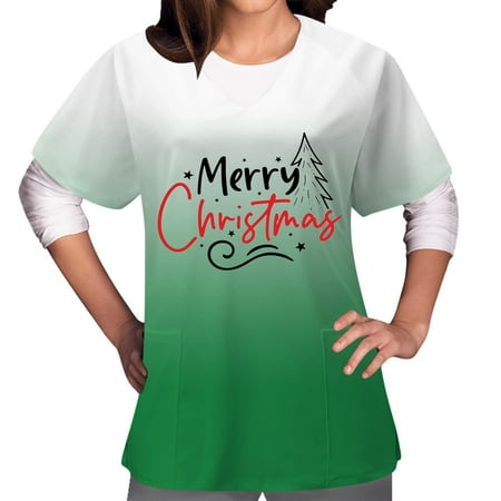 jsaierl Womens Christmas Scrub Tops Short Sleeve V-Neck Graphic Top Nurse Uniform Working T Shirts Gradient Plus Size Blouse Tees with Pockets
jsaierl Womens Christmas Scrub Tops Short Sleeve V-Neck Graphic Top Nurse Uniform Working T Shirts Gradient Plus Size Blouse Tees with Pockets
