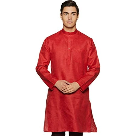 Devyom Men s Cotton Regular Kurta (091-RED-DOBBY-KURTA-42_Red_X-Large)
