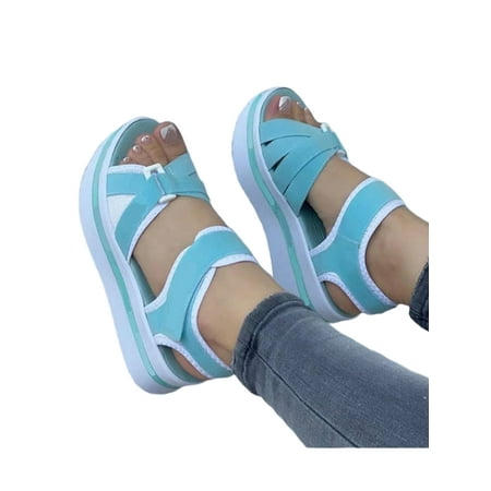 Daeful Ladies Platform Sandal Ankle Strap Casual Shoes Beach Wedge Sandals Walking Lightweight Stylish Summer Blue 10.5
Daeful Ladies Platform Sandal Ankle Strap Casual Shoes Beach Wedge Sandals Walking Lightweight Stylish Summer Blue 10.5