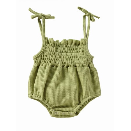 Canrulo Newborn Baby Girl Summer Clothes Spaghetti Strap Rompers Solid Color Sleeveless Bodysuit Clothes Green 6-12 Months
Canrulo Newborn Baby Girl Summer Clothes Spaghetti Strap Rompers Solid Color Sleeveless Bodysuit Clothes Green 6-12 Months