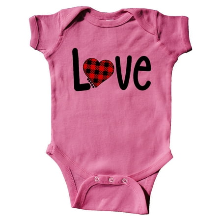 Inktastic Love with Red Plaid Heart Gift Baby Boy or Baby Girl Bodysuit