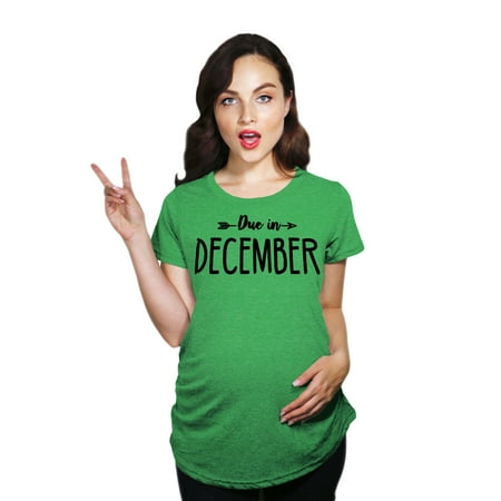 Maternity Due In December Funny T shirts Pregnant Shirts Announce Pregnancy Month Shirt (Heather Green) - 3XL 
Maternity Due In December Funny T shirts Pregnant Shirts Announce Pregnancy Month Shirt (Heather Green) - 3XL