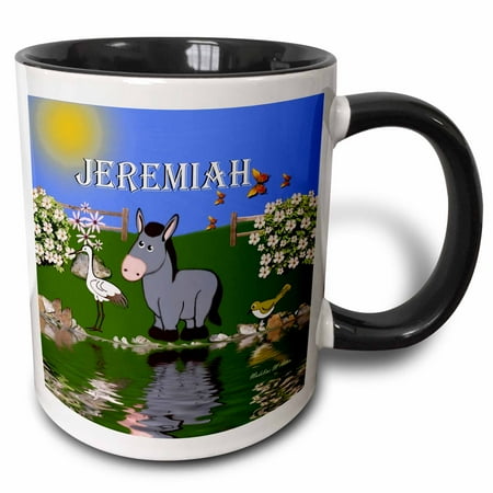 3dRose Decorative donkey and bird art design for children - personalized with the name Jeremiah - Two Tone Black Mug 11-ounce
3dRose Decorative donkey and bird art design for children - personalized with the name Jeremiah - Two Tone Black Mug 11-ounce