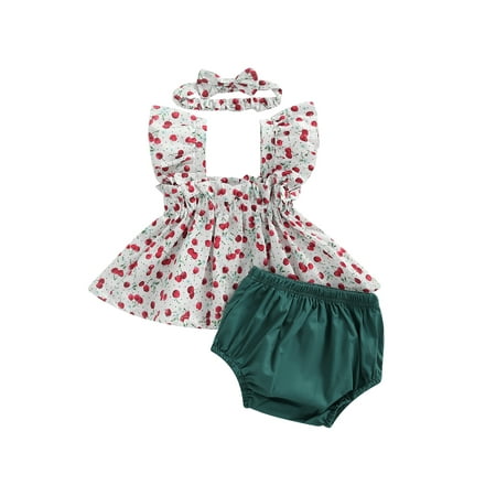 Sunisery Toddler Baby Girls Summer Outfits Ruffle Sleeve Cherry Print Tops + PP Shorts + Headband Clothes Sets White 2-3 Years
Sunisery Toddler Baby Girls Summer Outfits Ruffle Sleeve Cherry Print Tops + PP Shorts + Headband Clothes Sets White 2-3 Years