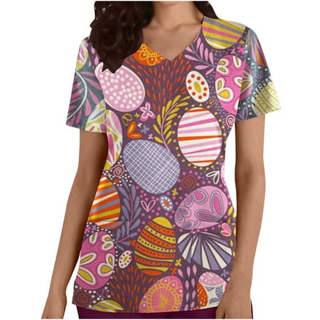 atinetok Cute Easter Tops for Women Rabbits Easter Eggs Work Clothes T-Shirt Casual Short Sleeve V Neck Women s Scrubs Tops
atinetok Cute Easter Tops for Women Rabbits Easter Eggs Work Clothes T-Shirt Casual Short Sleeve V Neck Women s Scrubs Tops