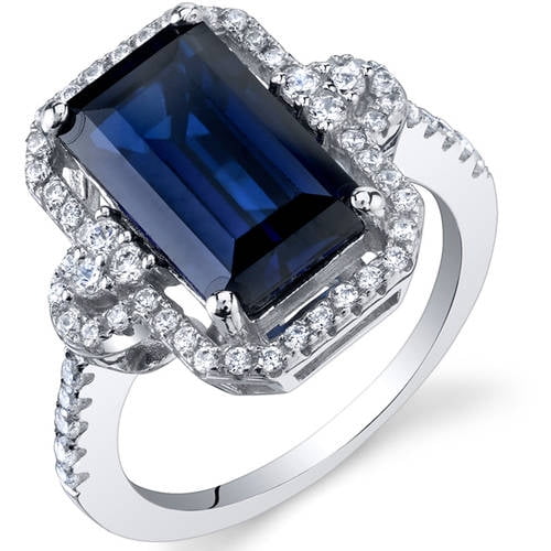 4.5 ct Cushion Cut Created Blue Sapphire Cocktail Ring in Sterling Silver