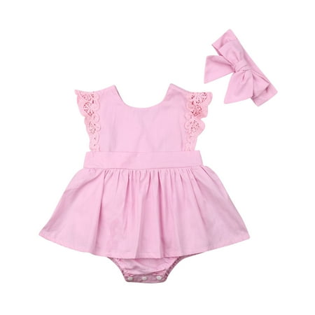 Seyurigaoka Girl’s Solid Color Lace Trim Flying Sleeve Jumpsuit and Headband 
Seyurigaoka Girl’s Solid Color Lace Trim Flying Sleeve Jumpsuit and Headband