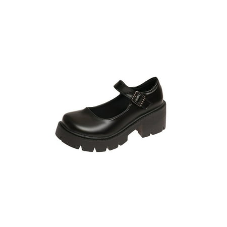 Woobling Ladies Lolita Shoes Chunky Heel Mary Jane Ankle Strap Leather Shoe Dress Loafers Casual Platform Fashion Black 4.5
Woobling Ladies Lolita Shoes Chunky Heel Mary Jane Ankle Strap Leather Shoe Dress Loafers Casual Platform Fashion Black 4.5