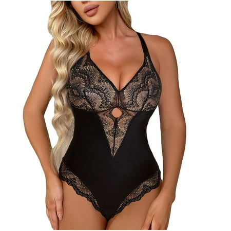 Women s Lingerie YDKZYMD 1 Piece Hollow Out Sexy Snap Crotch Pajamas Set Lace V Neck One Piece Suit Bra and Panty Black
Women s Lingerie YDKZYMD 1 Piece Hollow Out Sexy Snap Crotch Pajamas Set Lace V Neck One Piece Suit Bra and Panty Black