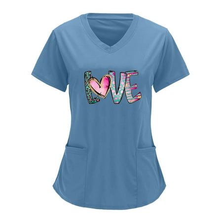 Women Scrubs Top Uniform Nurses Clothing Workwear Casual V-Neck Valentine s Day Letter Printed Short Sleeve Working Shirt Top Graphic Tees
Women Scrubs Top Uniform Nurses Clothing Workwear Casual V-Neck Valentine s Day Letter Printed Short Sleeve Working Shirt Top Graphic Tees
