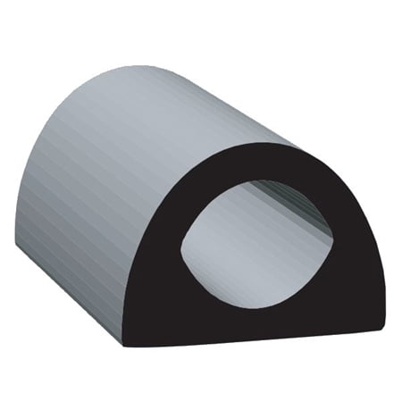 Clean Seal 108H2-50 1/2 x 0.36 Non-Ribbed D Seal With Tape - Black
