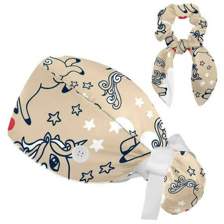 Working Cap with Buttons and Sweatband Scrub Hat Bouffant Caps with Scrunchie Unicorn Tie Back Hats
Working Cap with Buttons and Sweatband Scrub Hat Bouffant Caps with Scrunchie Unicorn Tie Back Hats