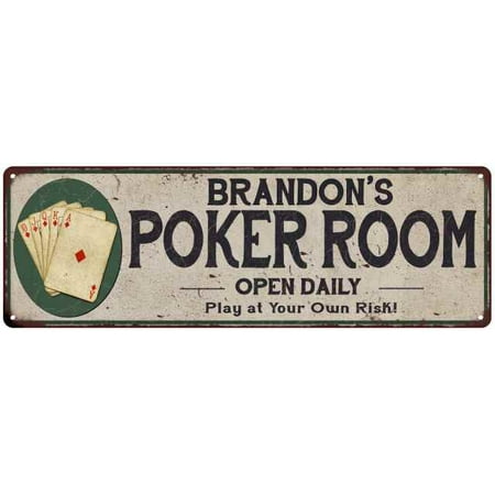 Brandon's Poker Room Personalized 6x18 Metal Sign Game Decor 106180048053