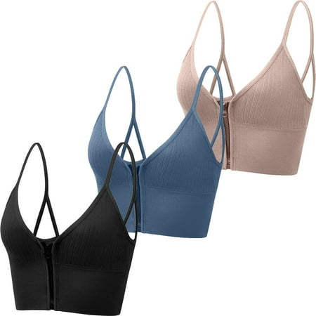 3 Pack Women s Front Zip Push up Bra Ribbed Crop Top Workout Yoga Sports Bra with Removable Pads
3 Pack Women s Front Zip Push up Bra Ribbed Crop Top Workout Yoga Sports Bra with Removable Pads