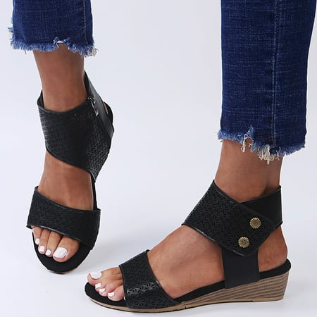Wedges Women HollowOpen Toe Breathable Sandals Zipper Casual Solid Color Wedges Shoes
Wedges Women HollowOpen Toe Breathable Sandals Zipper Casual Solid Color Wedges Shoes