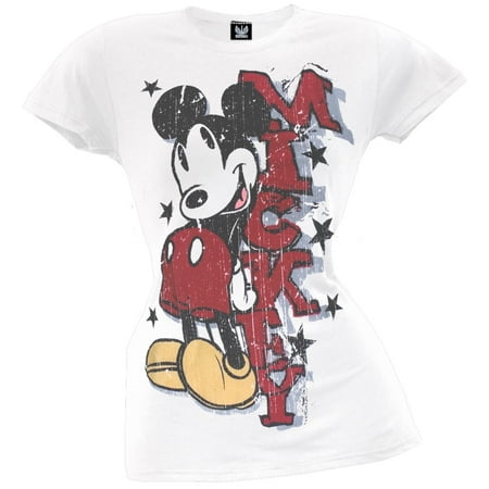 Mickey Mouse - Distressed Stars Juniors T-Shirt