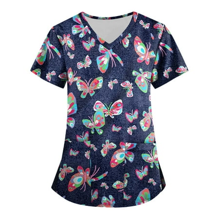 RPVATI Womens Plus Size Scrubs Tops Short Sleeve Animal Print V Neck Workwear Uniform Classic Fit Casual T-Shirt
RPVATI Womens Plus Size Scrubs Tops Short Sleeve Animal Print V Neck Workwear Uniform Classic Fit Casual T-Shirt