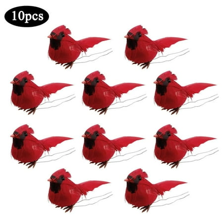 AUTCARIBLE 10PCS Christmas Cardinal Birds Lifelike Decorative Pendant