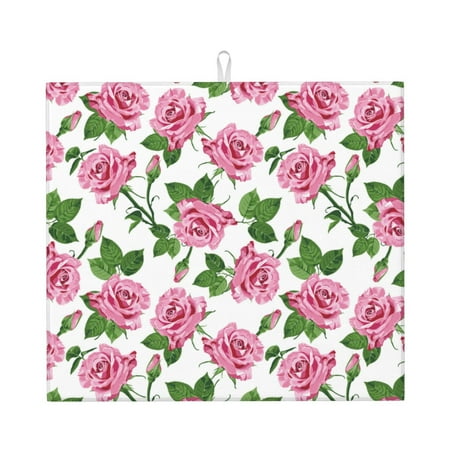 Dish Drying Mats for Kitchen Counter - Green Pink Rose Flowers 16x18In Anti-Slip Absorbent Microfiber Drying Mat for Kitchen Counter Mat Dish Rack Mat with Hanging Loop
Dish Drying Mats for Kitchen Counter - Green Pink Rose Flowers 16x18In Anti-Slip Absorbent Microfiber Drying Mat for Kitchen Counter Mat Dish Rack Mat with Hanging Loop