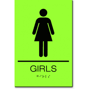 GIRLS Restroom Sign-Laserglow / Black (3 Units)