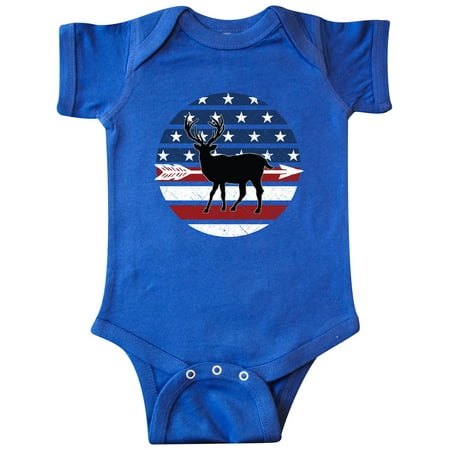 Inktastic Deer Bow Hunting USA Flag Gift Baby Boy or Baby Girl Bodysuit