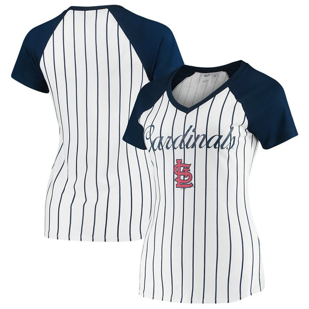 St. Louis Cardinals Concepts Sport Women's Vigor Pinstripe T-Shirt - White/Navy