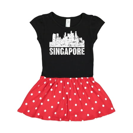 Inktastic Singapore City Skyline with Grunge Gift Toddler Girl Dress