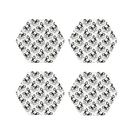 Leather Coasters Set of 4 - Black White Cute French Bulldog Lightweight Non-Slip Drink Coasters for Desk Anti-Scalding Desk Cup Coasters for Office Table Decor Hexagon
Leather Coasters Set of 4 - Black White Cute French Bulldog Lightweight Non-Slip Drink Coasters for Desk Anti-Scalding Desk Cup Coasters for Office Table Decor Hexagon