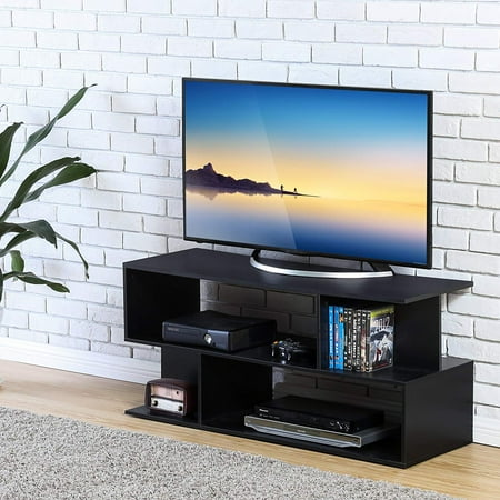 Homury Wood Coffee Table Media TV Stand Storage Console Cabinet Bookcase Display Stand Cabinet Storage Closet Organizer, Black