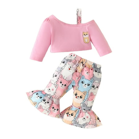 Toddler Girls Outfits Long Sleeve T Shirt Pullover Tops Cartoon Prints Bell Bottoms Pants Sets Girls Clothing Size 0-3 Months
Toddler Girls Outfits Long Sleeve T Shirt Pullover Tops Cartoon Prints Bell Bottoms Pants Sets Girls Clothing Size 0-3 Months