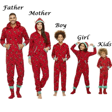 Michellecmm Family Xmas Matching Pajamas Jumpsuit Elk Printed Family Sleepwear