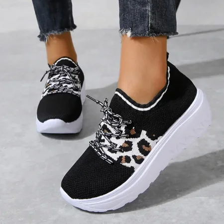 Flying Woven Casual Sneakers Leopard Stripe Decor Front Lace-up Soft Sole Breathable Shoes For Women‘s Footwear
Flying Woven Casual Sneakers Leopard Stripe Decor Front Lace-up Soft Sole Breathable Shoes For Women‘s Footwear