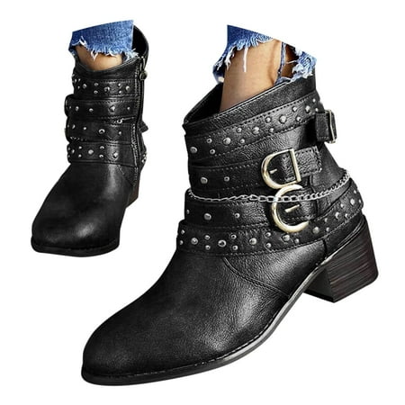Cowboy Boots for Women Combat Boots Womens Boots for Women Women s Punk Style Mid Calf Casual Boots for Fall and Winter Heel with Belt Buckle Decor Short Western
Cowboy Boots for Women Combat Boots Womens Boots for Women Women s Punk Style Mid Calf Casual Boots for Fall and Winter Heel with Belt Buckle Decor Short Western