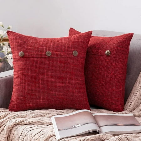 MIULEE Set of 2 Decorative Linen Throw Pillow Covers Cushion Case Triple Button Vintage Farmhouse Pillowcase for Couch Sofa Bed Decor 16x16 Inch Wine Red
MIULEE Set of 2 Decorative Linen Throw Pillow Covers Cushion Case Triple Button Vintage Farmhouse Pillowcase for Couch Sofa Bed Decor 16x16 Inch Wine Red