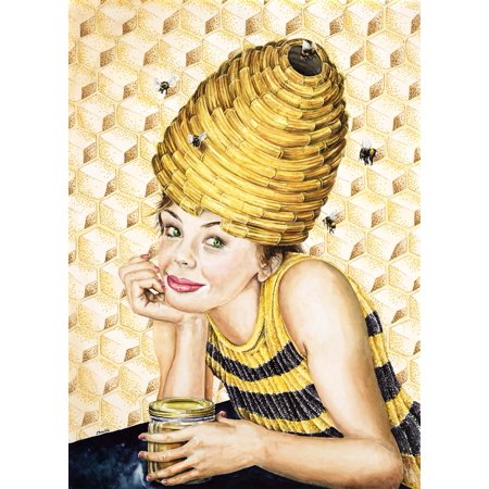 Bee-Hive Hairdo-CHAKEL67036 Print 16.75"x12" by Charlsie Kelly in a Un (Canvas Only)