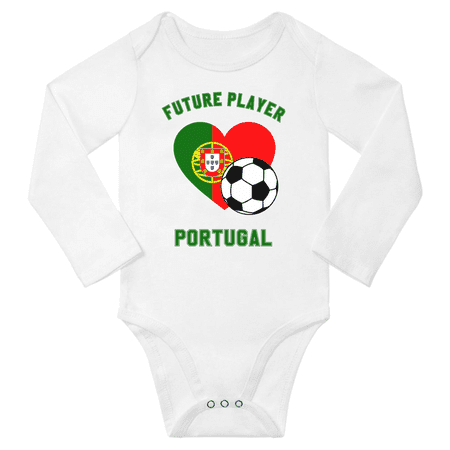 Future Portugal Soccer Player Baby Long Slevve Romper (White 6-12 Months)