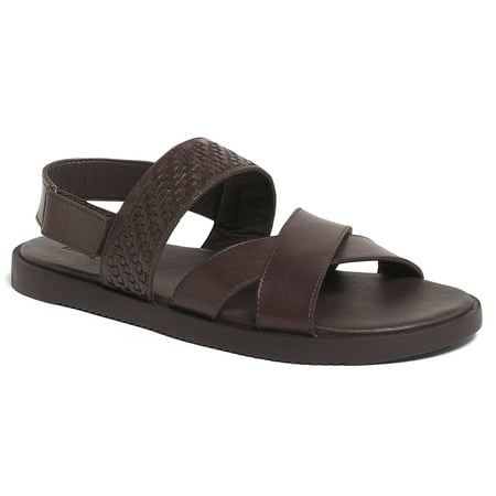 Anthony Veer Mens Mumbai Cross Strap Leather Comfort Sandal