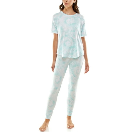 Jaclyn Women s Short Sleeve Crew Neck Top and Jogger Pajama Set