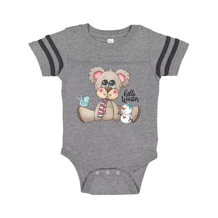 Inktastic Hello Winter Teddy Bear Gift Baby Boy Bodysuit