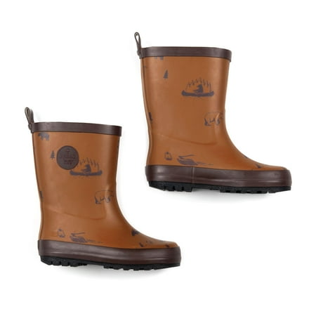 Deux par Deux Printed Rain Boots Brown Forest Boy Kids - 12 (Child)