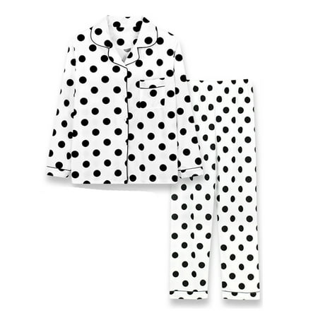 Capreze Women Sleepwear Button Down Pajamas Sets Lapel Nightwear Loose Lounge Set Long Sleeve White Polka Dot 2XL
Capreze Women Sleepwear Button Down Pajamas Sets Lapel Nightwear Loose Lounge Set Long Sleeve White Polka Dot 2XL